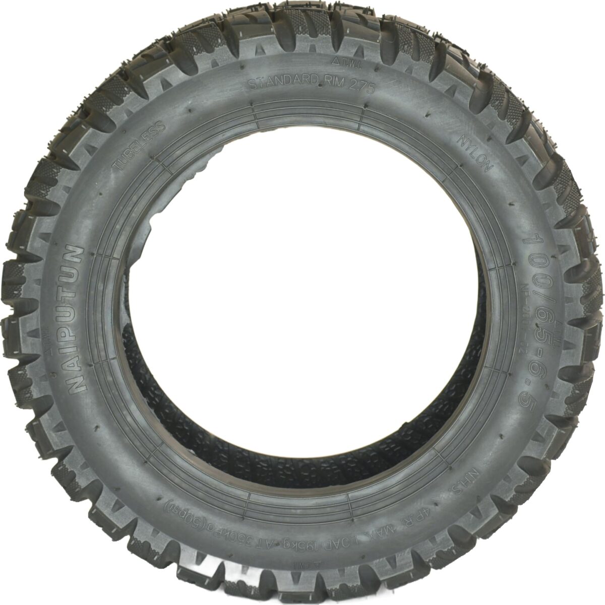 Naiputun Neumático Tubeless, 100/65-6.5 Pulgadas, Aro 2.75, Diseño Todo Terreno - Imagen 2