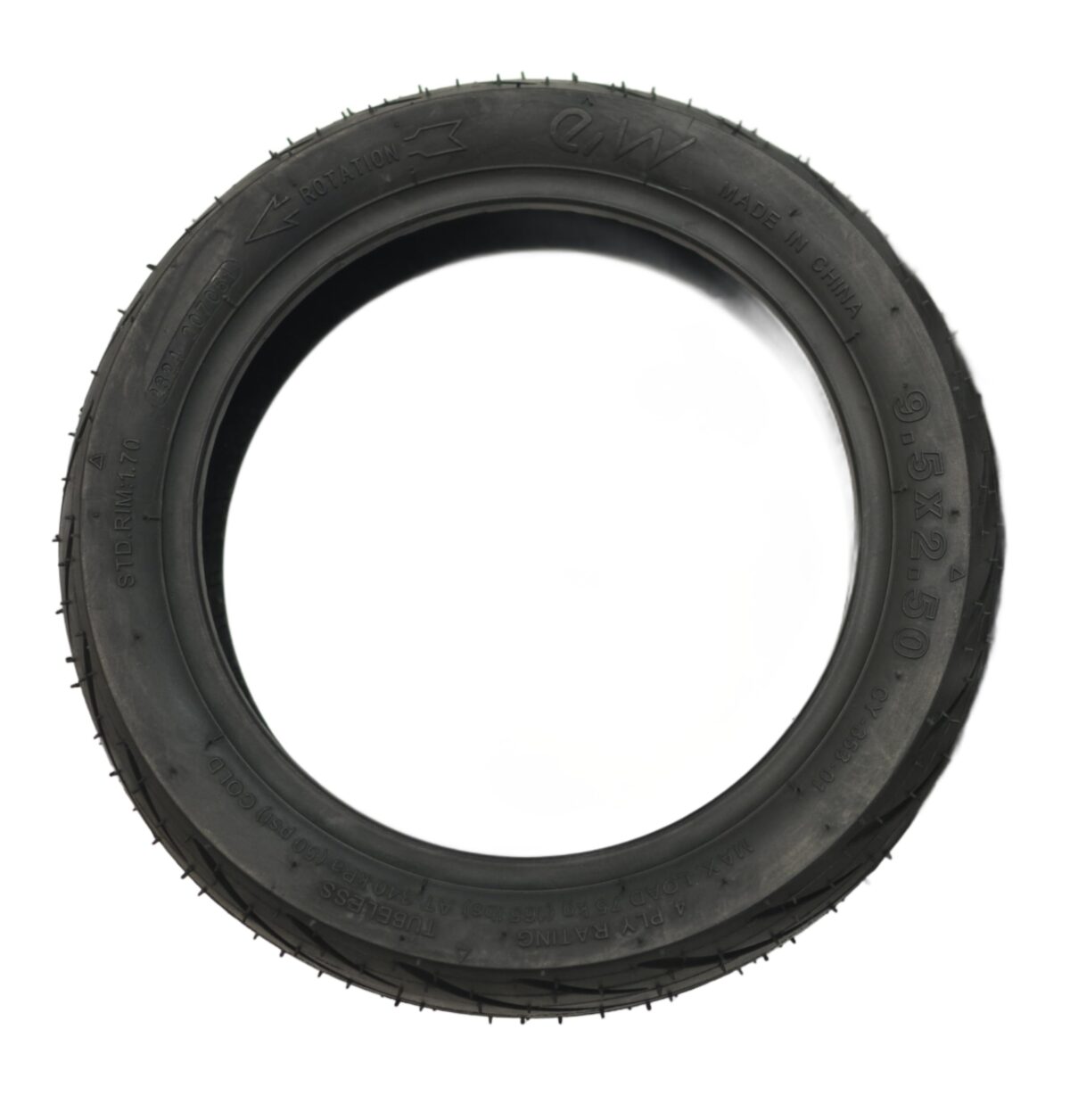 RiuScooter Neumático Ewheel, 9.5X2.50, Llanta de 6.5 Pulgadas, Negro con Líneas Amarillas - Imagen 3