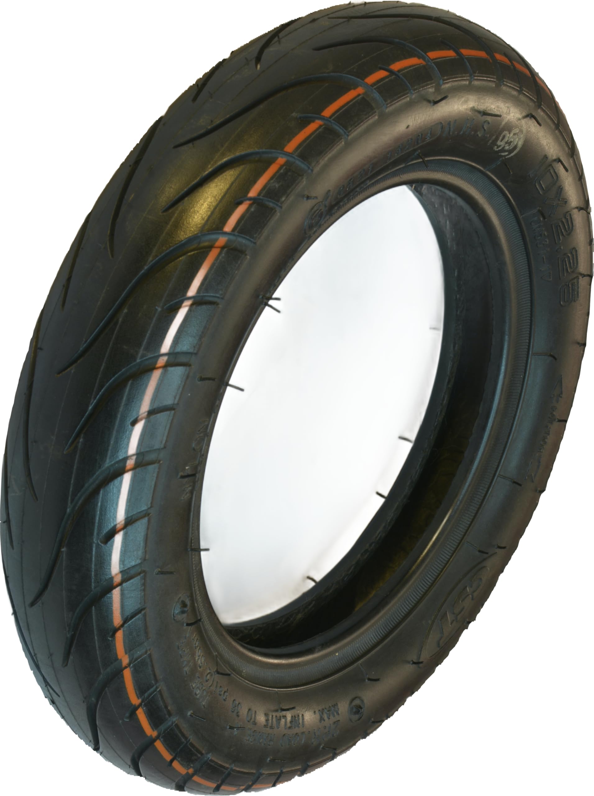 RiuScooter Neumático, 25,4 x 5,7 cm (10 x 2,25 Pulgadas), Negro con Línea Naranja