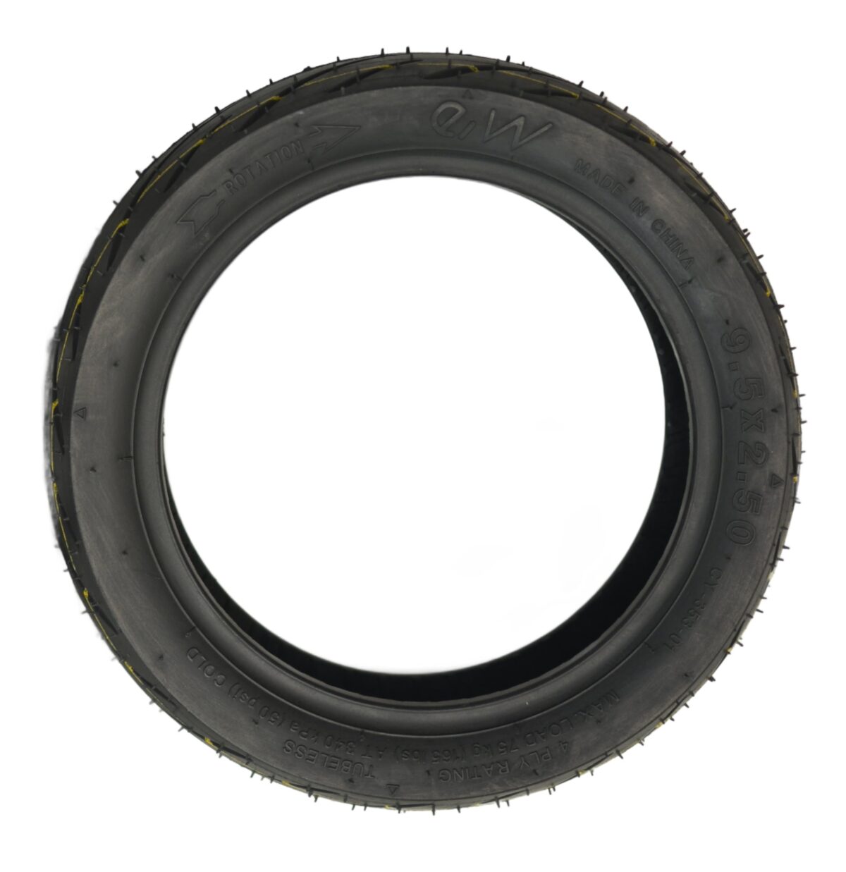 RiuScooter Neumático Ewheel, 9.5X2.50, Llanta de 6.5 Pulgadas, Negro con Líneas Amarillas - Imagen 2