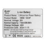 Batería 36v 7,8 A/h con conectores XT30 y JST [Ewheel] - Imagen 4