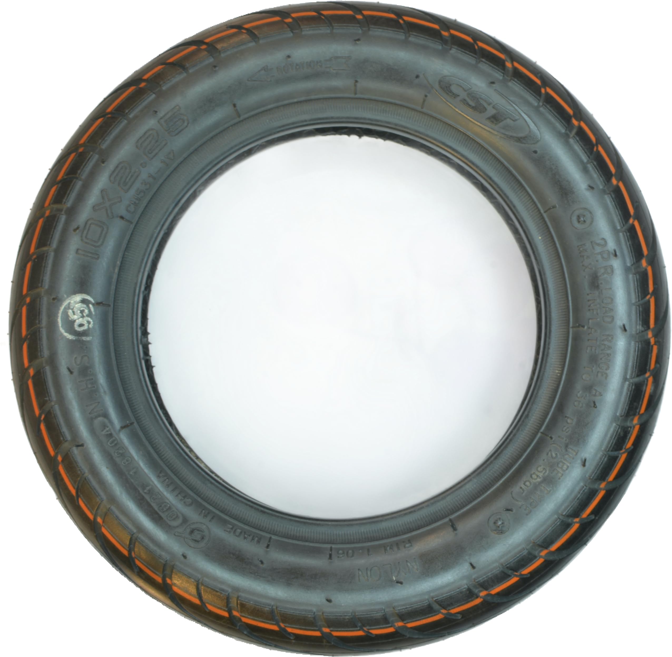 RiuScooter Neumático, 25,4 x 5,7 cm (10 x 2,25 Pulgadas), Negro con Línea Naranja - Imagen 4