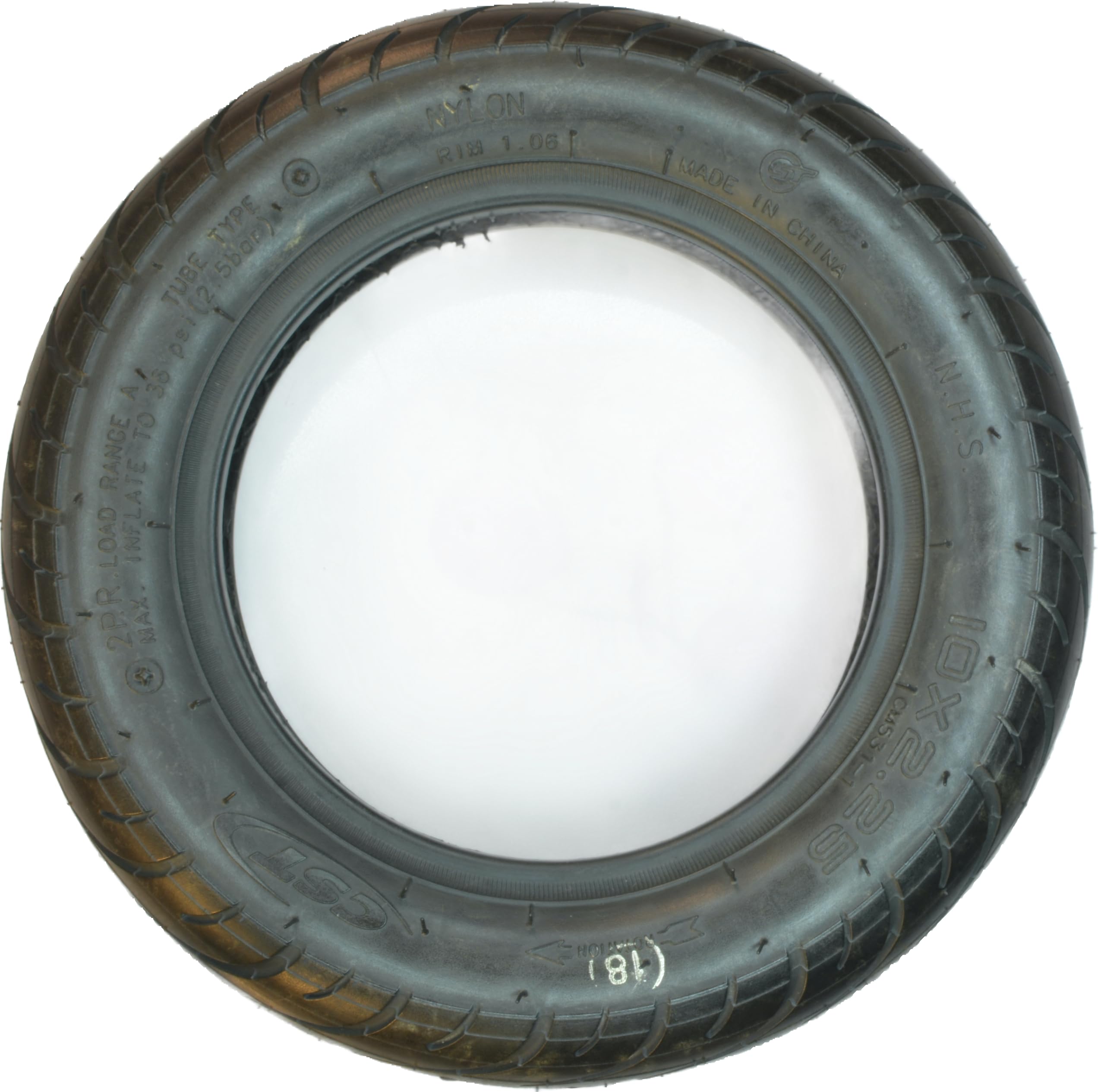 RiuScooter Neumático, 25,4 x 5,7 cm (10 x 2,25 Pulgadas), Negro con Línea Naranja - Imagen 2