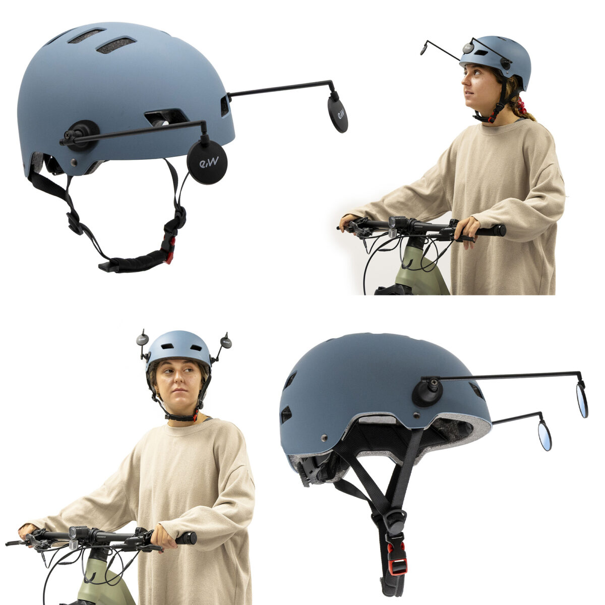 Espejo retrovisor lateral EWR002 para casco - ajustable y desmontable - Imagen 3