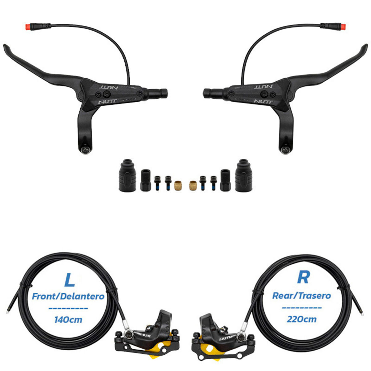 Kit de freno hidráulico negro Y5 Delantero L trasero R [NUTT] - Imagen 4