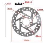 Disco de freno 120mm 5H plata para Xiaomi M365, Essential, 1S, Pro/2 - Imagen 2