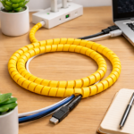 RiuScooter Manga Espiral Organizadora de Cables  Plástico Resistente, Amarillo - Imagen 2