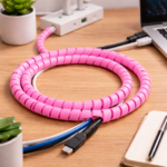 RiuScooter Organizador de Cables en Espiral, Protector de Cable Rosa, Envoltura Flexible para Gestión de Cables, s, Rosa - Imagen 2