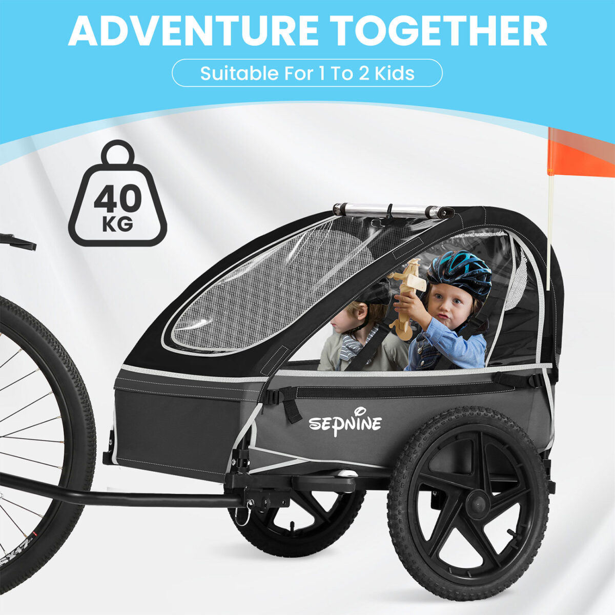 Remolque de bicicleta plegable Sepnine para niños - Imagen 3
