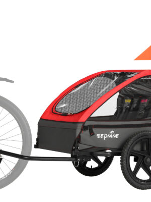 Remolque de bicicleta plegable Sepnine para niños de 1 a 2 años y 12 meses, fijación rápida a la bicicleta, plegable con arnés de 5 puntos y bolsas de almacenamiento.