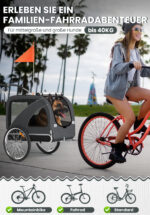 XL Hundeanhänger Fahrrad & Jogger 2 en 1 con correas para manos y reflectores, estable 600D Oxford-Gewebe, transportador de perros hasta 40 kg - Imagen 2