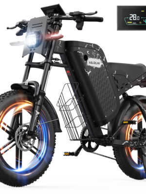 Bicicleta eléctrica Fat Bike de 20 pulgadas para adultos con batería de 48 V 31,5 Ah, autonomía de 87 millas, suspensión y luces de giro.