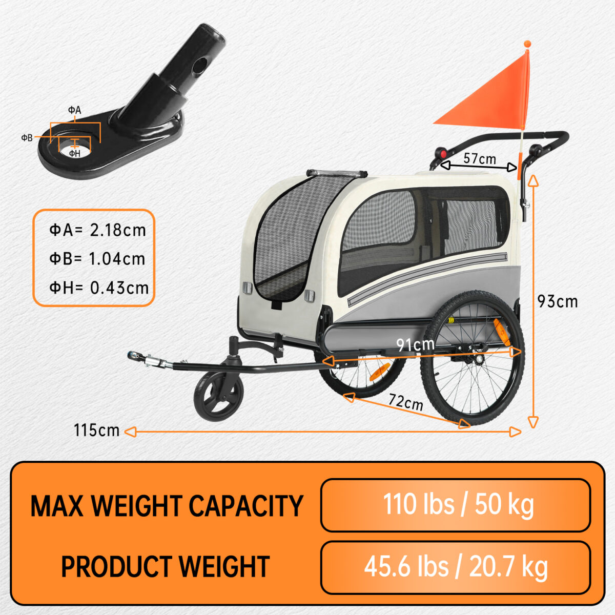 Colgador para perros XXL 2 en 1 con soporte para colgar, reflectores y correas reflectantes, con soporte universal, luces de seguridad, barra inclinada, hasta 50 kg - Imagen 2