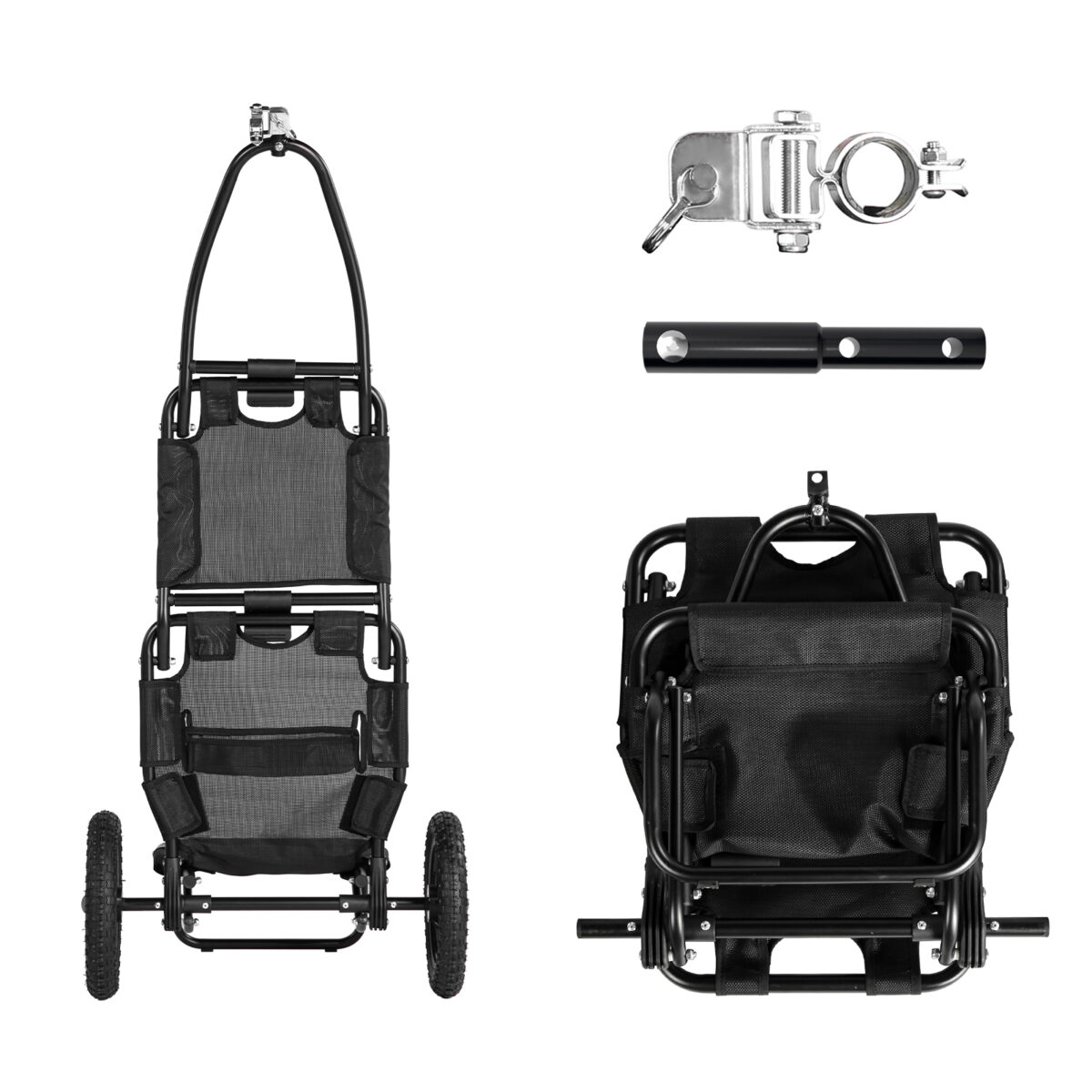 Remolque de bicicleta, carretilla, remolque de carga para bicicletas, estructura de aluminio y acero, fácilmente plegable con neumáticos de 30 cm, capacidad de carga 20 kg - Imagen 6