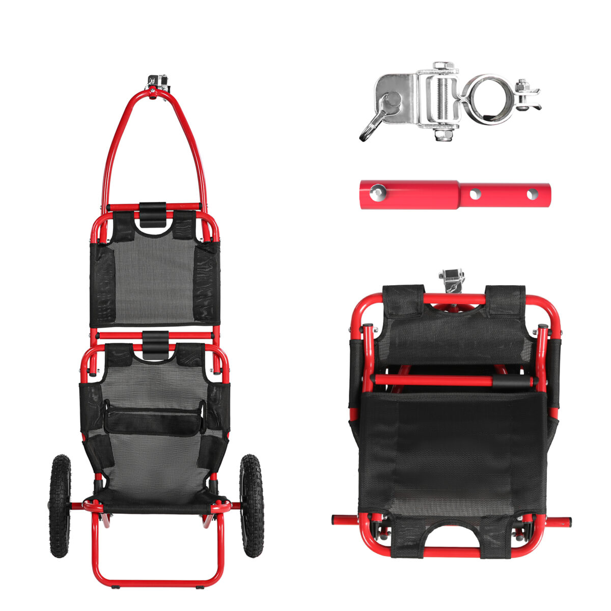 Remolque de bicicleta, carretilla, remolque de carga para bicicletas, estructura de aluminio y acero, fácilmente plegable con neumáticos de 30 cm, capacidad de carga 20 kg - Imagen 6