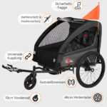 Colgador para niños y carrito para niños 2 en 1 con Federung, colgador para niños de 1 a 2 niños, función de jogging, barra de apoyo, cesta de almacenamiento - Imagen 3
