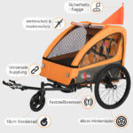 Colgador para niños y carrito para niños 2 en 1 con Federung, colgador para niños de 1 a 2 niños, función de jogging, barra de apoyo, cesta de almacenamiento - Imagen 3