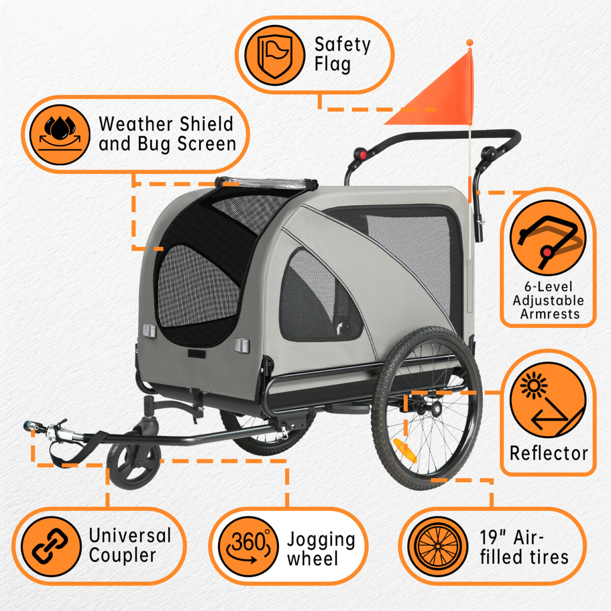 Colgador para perros XXL 2 en 1 con soporte para colgar, reflectores y correas reflectantes, con soporte universal, luces de seguridad, barra inclinada, hasta 50 kg - Imagen 3