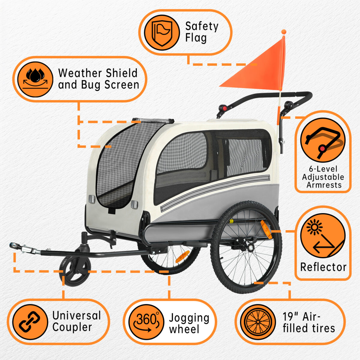 Colgador para perros XXL 2 en 1 con soporte para colgar, reflectores y correas reflectantes, con soporte universal, luces de seguridad, barra inclinada, hasta 50 kg - Imagen 3
