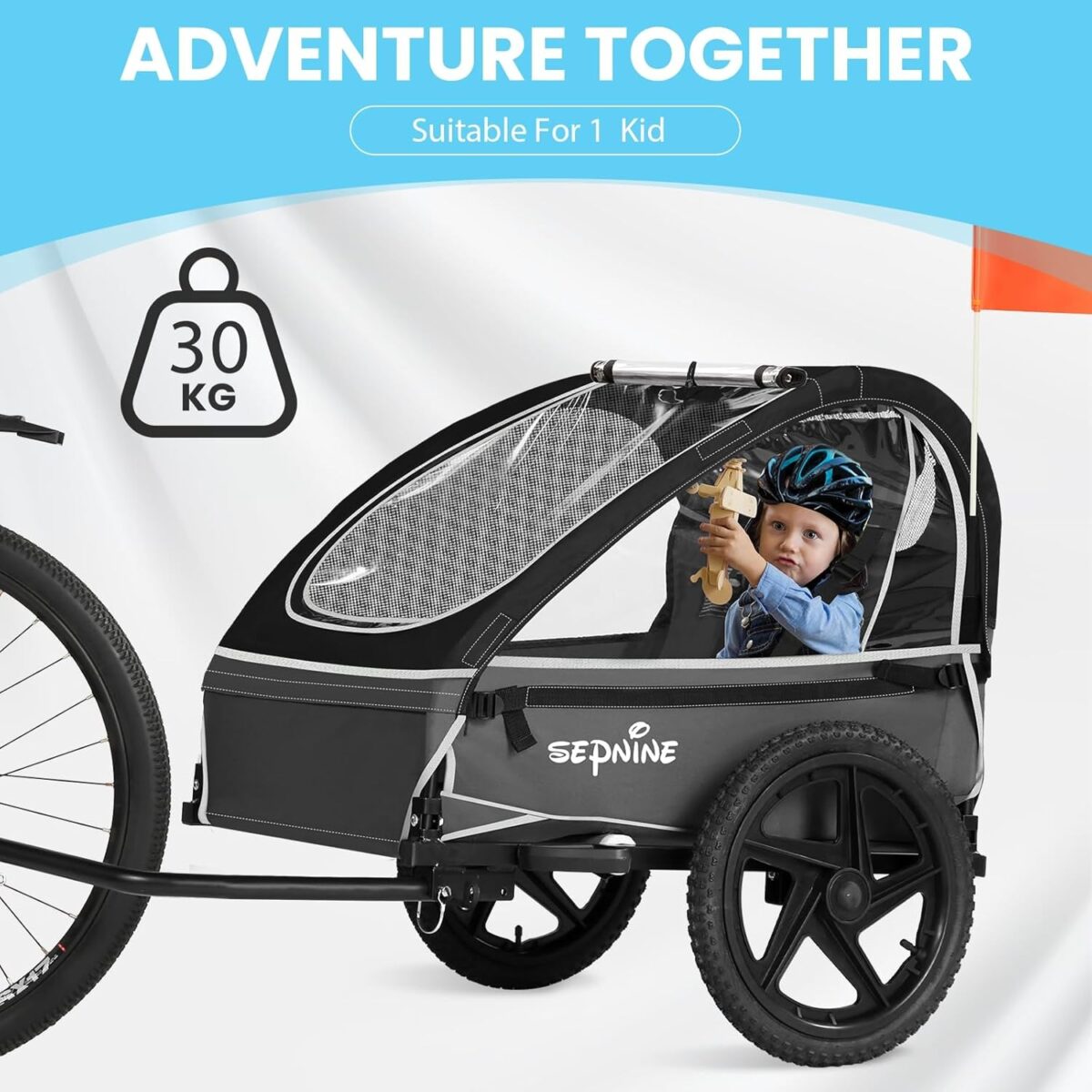 Remolque de bicicleta plegable Sepnine para niños - Imagen 3