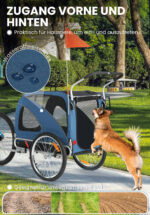 XL Hundeanhänger Fahrrad & Jogger 2 en 1 con correas para manos y reflectores, estable 600D Oxford-Gewebe, transportador de perros hasta 40 kg