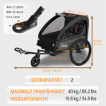 Colgador para niños y carrito para niños 2 en 1 con Federung, colgador para niños de 1 a 2 niños, función de jogging, barra de apoyo, cesta de almacenamiento - Imagen 6