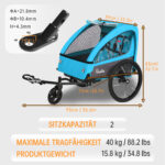 Colgador para niños y carrito para niños 2 en 1 con Federung, colgador para niños de 1 a 2 niños, función de jogging, barra de apoyo, cesta de almacenamiento - Imagen 6
