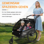 Colgador para niños y carrito para niños 2 en 1 con Federung, colgador para niños de 1 a 2 niños, función de jogging, barra de apoyo, cesta de almacenamiento - Imagen 7