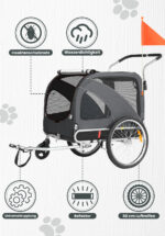 XL Hundeanhänger Fahrrad & Jogger 2 en 1 con correas para manos y reflectores, estable 600D Oxford-Gewebe, transportador de perros hasta 40 kg - Imagen 4