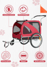 XL Hundeanhänger Fahrrad & Jogger 2 en 1 con correas para manos y reflectores, estable 600D Oxford-Gewebe, transportador de perros hasta 40 kg - Imagen 2