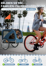 XL Hundeanhänger Fahrrad & Jogger 2 en 1 con correas para manos y reflectores, estable 600D Oxford-Gewebe, transportador de perros hasta 40 kg - Imagen 2
