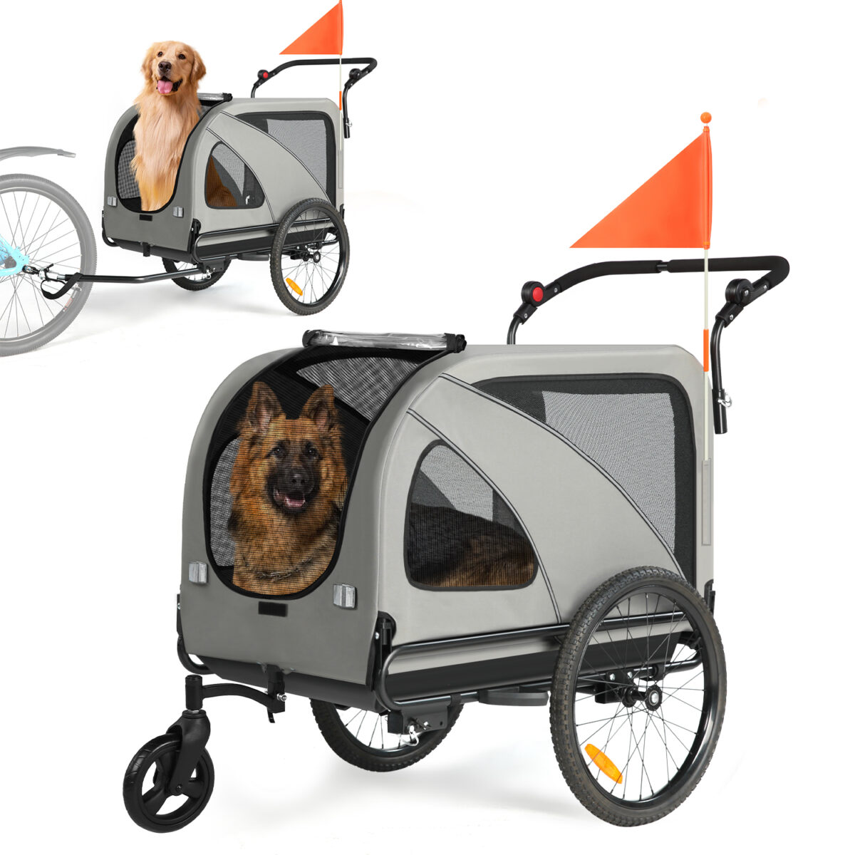 Colgador para perros XXL 2 en 1 con soporte para colgar, reflectores y correas reflectantes, con soporte universal, luces de seguridad, barra inclinada, hasta 50 kg - Imagen 7