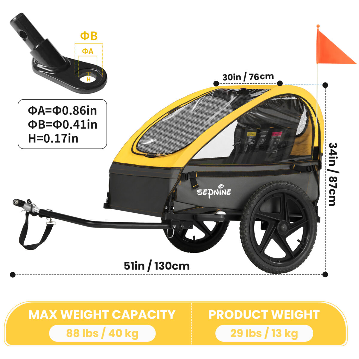 Remolque de bicicleta plegable Sepnine para niños - Imagen 5