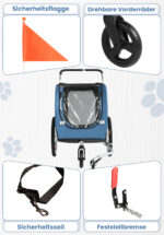 XL Hundeanhänger Fahrrad & Jogger 2 en 1 con correas para manos y reflectores, estable 600D Oxford-Gewebe, transportador de perros hasta 40 kg - Imagen 3