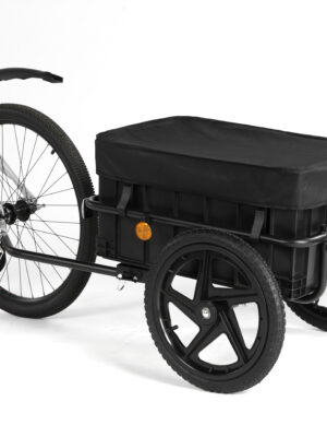 Remolque de carga para bicicletas 2 en 1, carro de mano con barra de empuje, estructura de hierro, 40 kg, plegable