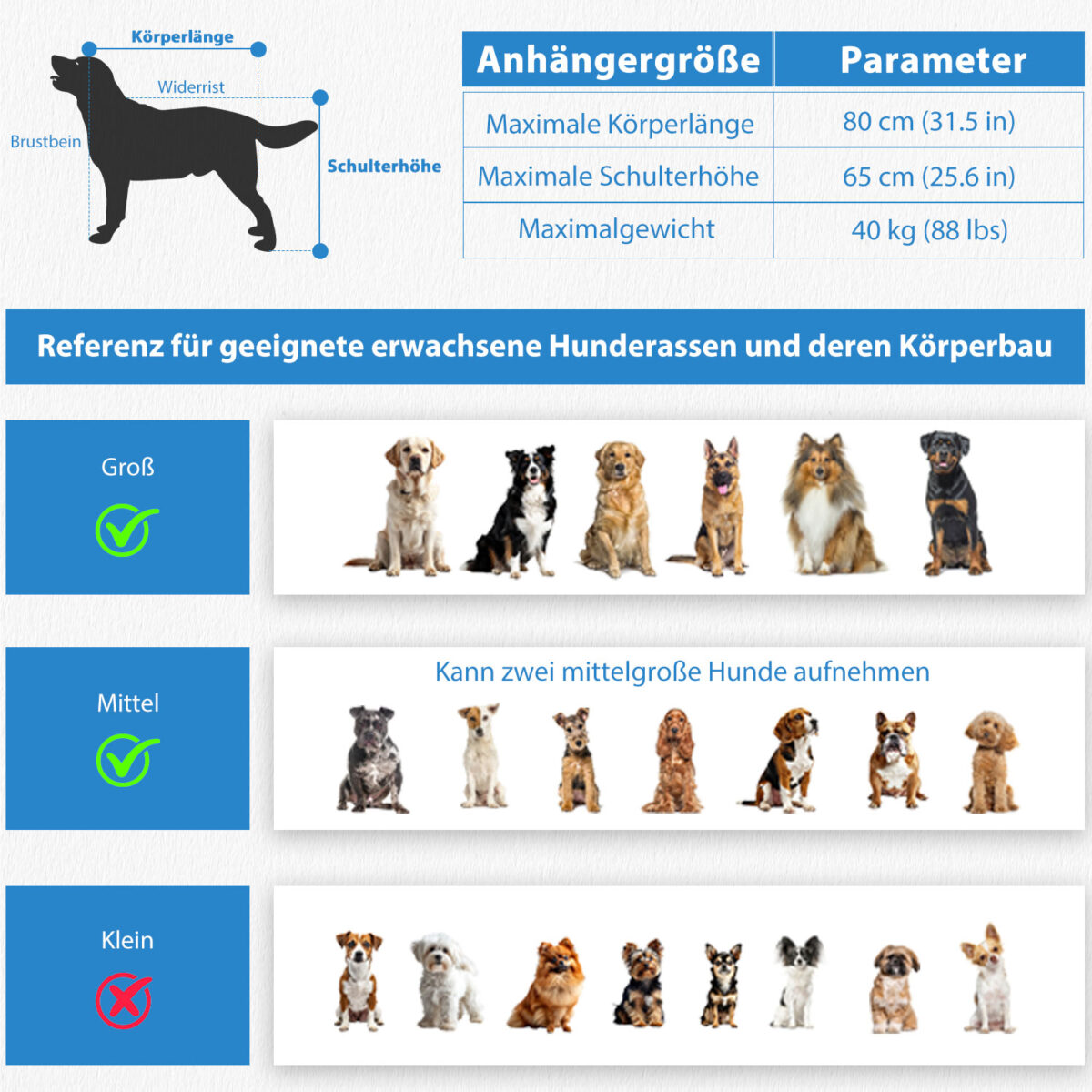 XL Hundeanhänger Fahrrad & Jogger 2 en 1 con correas para manos y reflectores, estable 600D Oxford-Gewebe, transportador de perros hasta 40 kg - Imagen 4