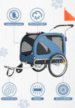 XL Hundeanhänger Fahrrad & Jogger 2 en 1 con correas para manos y reflectores, estable 600D Oxford-Gewebe, transportador de perros hasta 40 kg - Imagen 5