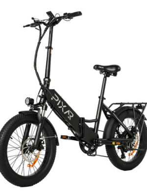 Bicicleta eléctrica plegable PIXAR WIND1 | Motor de 500 W, batería de 48 V y 10,4 Ah, neumáticos anchos de 20 x 3 pulgadas, cambio Shimano de 7 velocidades, frenos de disco dobles (hasta 45 km de autonomía)