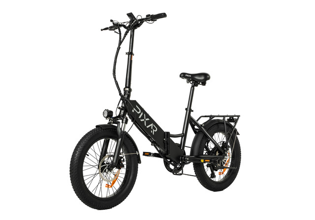 Bicicleta eléctrica plegable PIXAR WIND1 | Motor de 500 W, batería de 48 V y 10,4 Ah, neumáticos anchos de 20 x 3 pulgadas, cambio Shimano de 7 velocidades, frenos de disco dobles (hasta 45 km de autonomía)