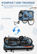 XL Hundeanhänger Fahrrad & Jogger 2 en 1 con correas para manos y reflectores, estable 600D Oxford-Gewebe, transportador de perros hasta 40 kg - Imagen 6