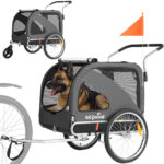 XL Hundeanhänger Fahrrad & Jogger 2 en 1 con correas para manos y reflectores, estable 600D Oxford-Gewebe, transportador de perros hasta 40 kg