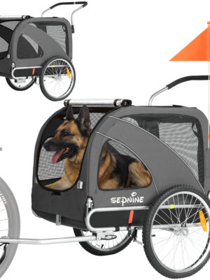 XL Hundeanhänger Fahrrad & Jogger 2 en 1 con correas para manos y reflectores, estable 600D Oxford-Gewebe, transportador de perros hasta 40 kg