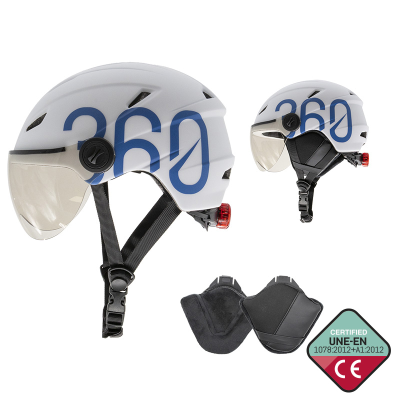 Casco GLOOB Urban blanco - azul L orejeras extraibles