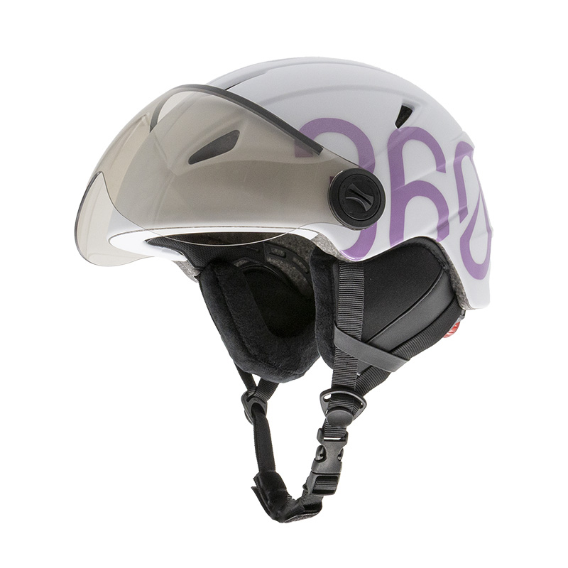 Casco GLOOB Urban blanco - morado M orejeras extraibles - Imagen 2