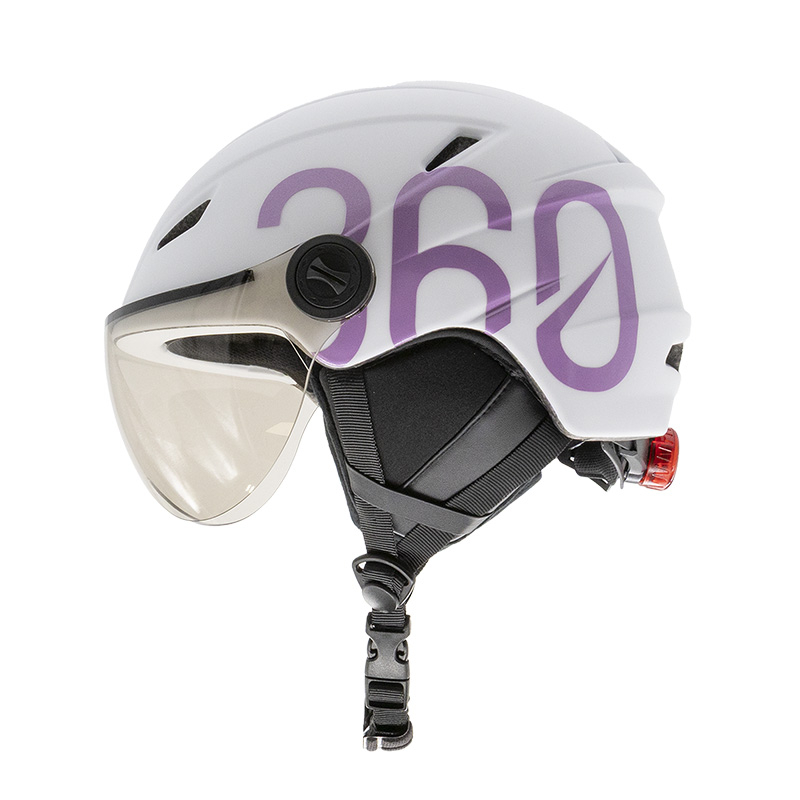 Casco GLOOB Urban blanco - morado M orejeras extraibles - Imagen 4