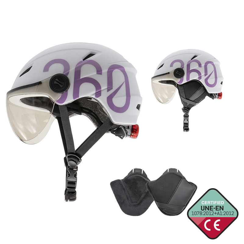 Casco GLOOB Urban blanco - morado M orejeras extraibles