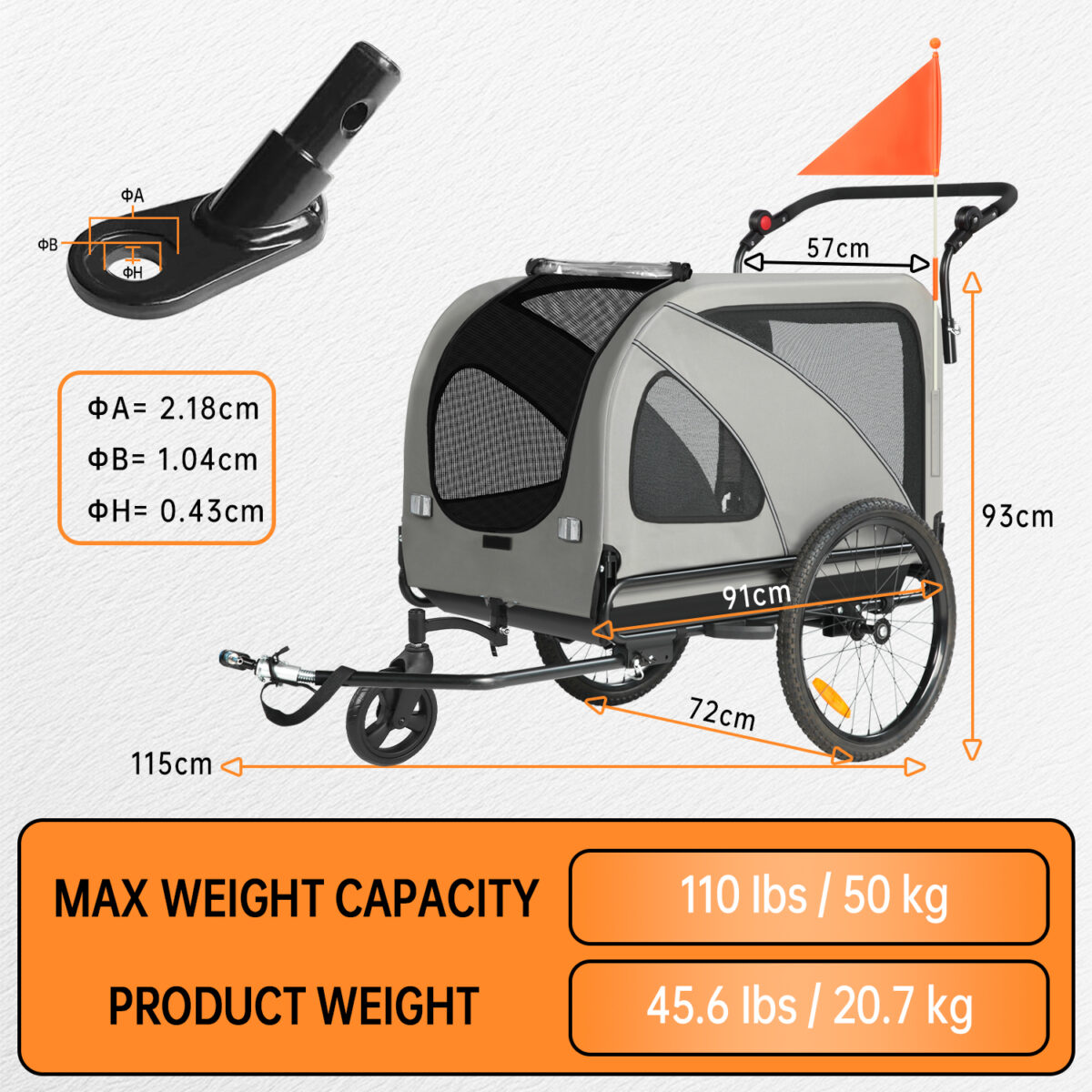 Colgador para perros XXL 2 en 1 con soporte para colgar, reflectores y correas reflectantes, con soporte universal, luces de seguridad, barra inclinada, hasta 50 kg - Imagen 2