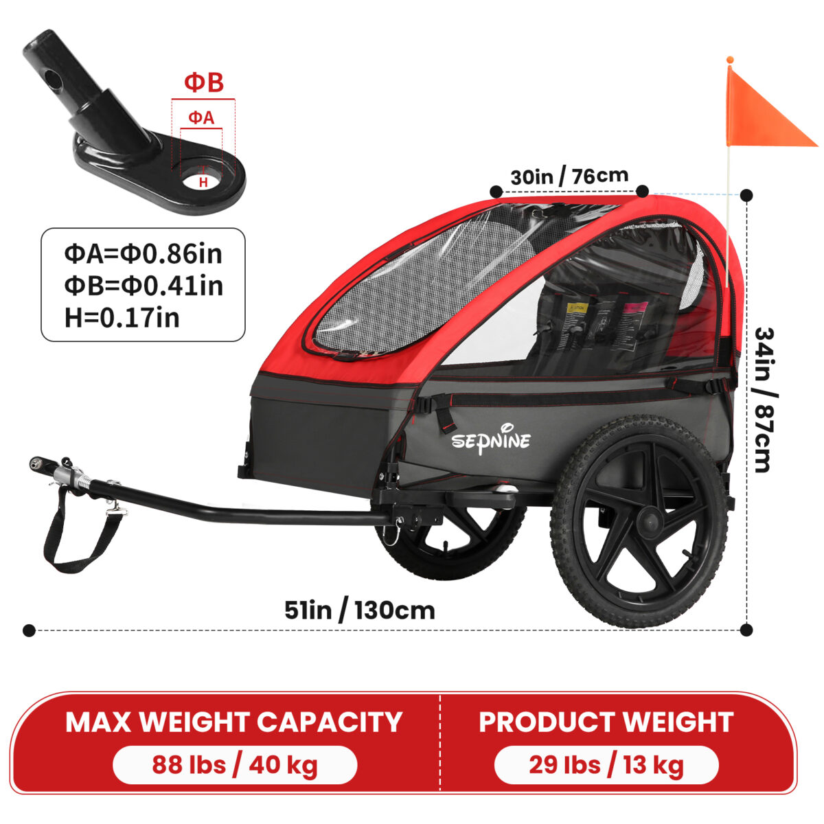 Remolque de bicicleta plegable Sepnine para niños - Imagen 6