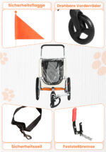 Remolque de bicicleta SEPNINE Perros para mascotas, Remolque de bicicleta Perros para ciclismo y jogging - Amarillo - Imagen 4
