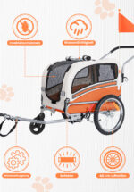 Remolque de bicicleta SEPNINE Perros para mascotas, Remolque de bicicleta Perros para ciclismo y jogging - Amarillo - Imagen 5